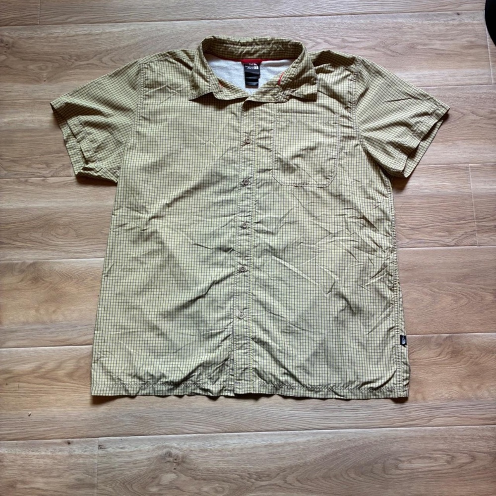The North Face Yellow Checkered Polo Shirt Men’s XL  Authentic Short Sleeve Tee